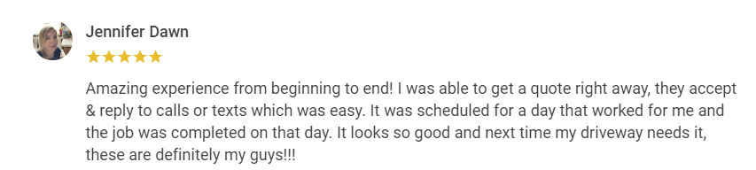 Seal King Customer Google My Business Review from 08/11/2022